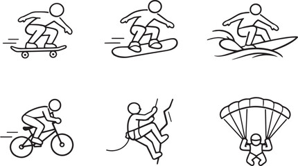Fototapeta premium Extreme Sports Line Art Icon Set