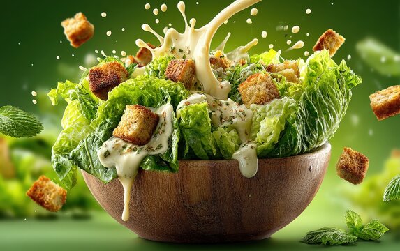 Caesar Salad with Croutons and Dressing