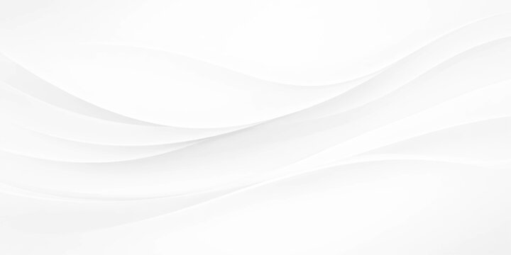 Abstract White Background with Smooth Flowing Light Gray Curves, Soft Layered Wave Shapes and Subtle Shadows, Minimal Paper Cut Style for Modern Clean Creative Design Layouts.