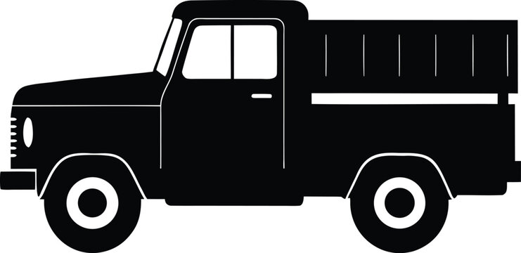 Soviet Zil Truck Flat Icon Style Silhouette Vector Art Illustration