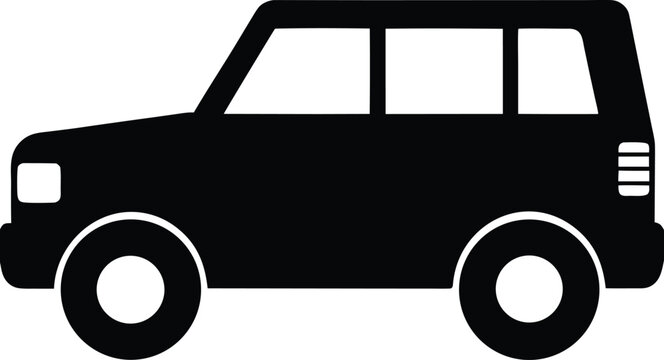 SUV Flat Icon Style Silhouette Vector Art Illustration
