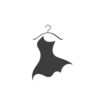 Black silhouette of a dress on a hanger fashion clothing