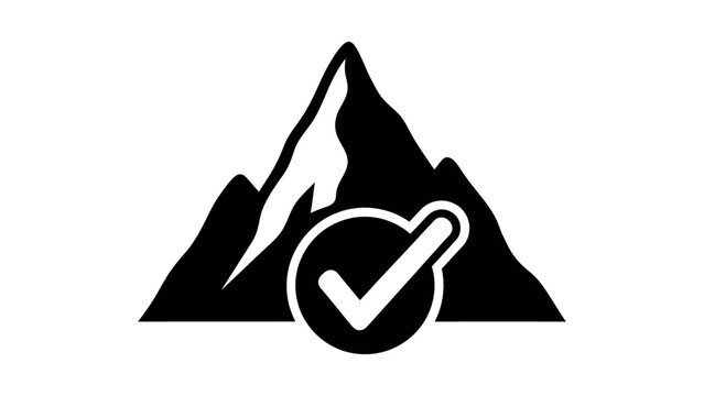 Mountain Check Mark Silhouette Icon