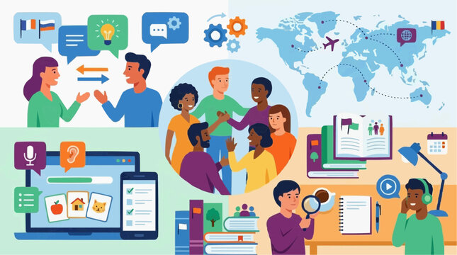 A visual representation of language learning and global communication 