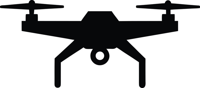 UAV Flat Icon Style Silhouette Vector Art Illustration