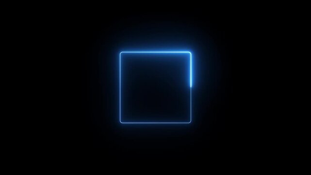 Abstract neon glowing rectangle shape loading icon animation