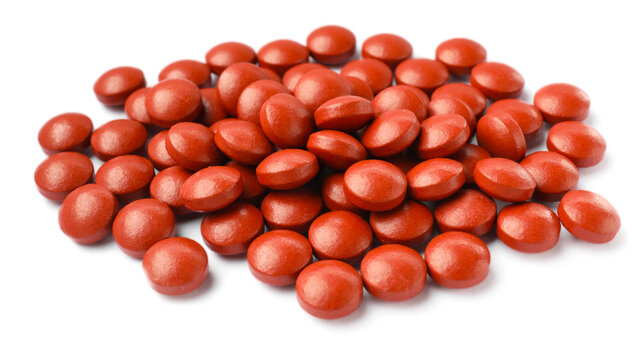 Pile of many pills isolated on white
