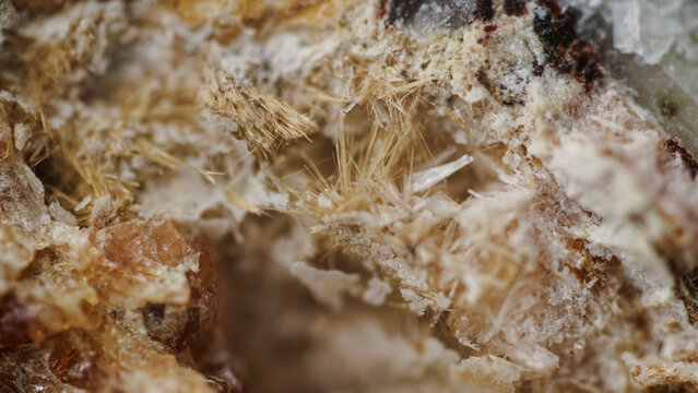 Raite mineral crystals under microscope at 10x magnification, Khibiny