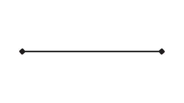 Animated 2D black horizontal line with diamond endpoints on white background for minimalist video dividers artistic transitions and creative storytelling project designs.
