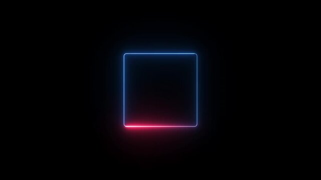 Abstract neon glowing rectangle shape loading icon animation