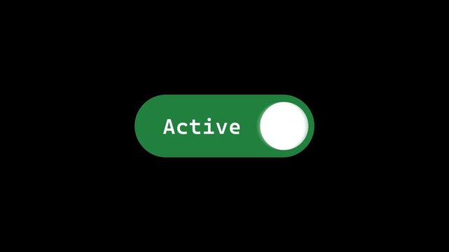 Sliding Toggle Switch Animation Active Green and Inactive Red Status. Horizontal Simple Style Button with Text Account Status Indicator Motion Graphics.