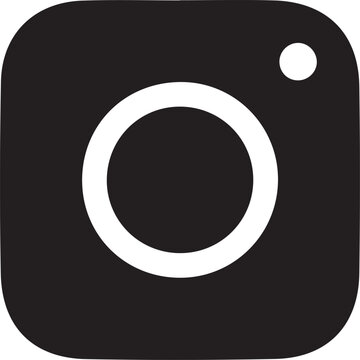 instagram official app icon in dark charcoal black monochrome flat minimal style with camera and lens design for social media branding