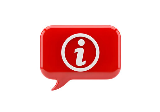 Red information icon on a speech bubble isolated on transparent background