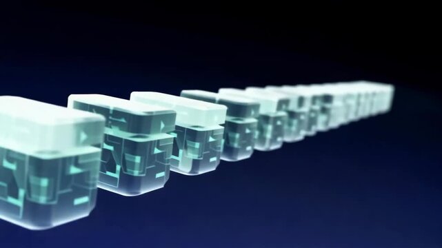 Blue and red and white pills on black background with glass and light effects tech animation video