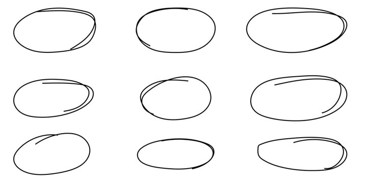 Handdrawn Doodle Circle Scribble Vector Collection with Abstract Oval Loop Shapes Irregular Sketch Frames Charcoal Pen Marker Scratch and Minimal Round Outline Elements.