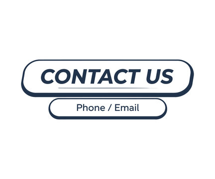 Contact us button icon with phone and email text dark blue style