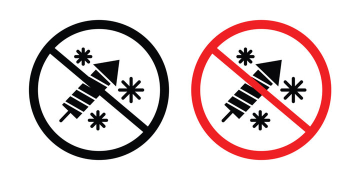 Ban on fireworks sign symbol illustrations. Icon design