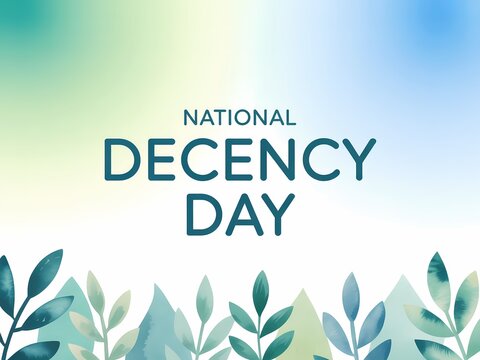 National decency day typography with watercolor leaves border on soft gradient background