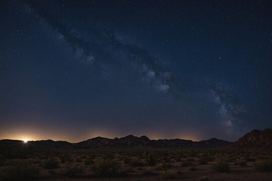 night sky with no clouds over a desert