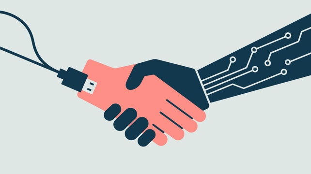 Handshake between human and robotic arm with usb cable connection