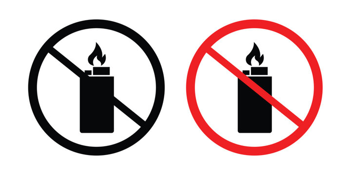 Forbidden lighter icon symbol illustrations. Icon design