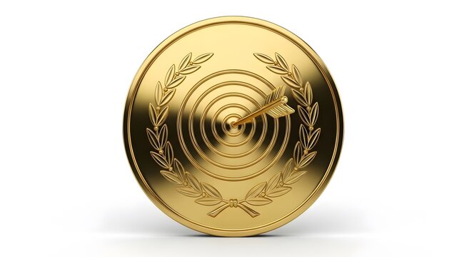 Gold coin featuring menorah and wheat stalks on white background