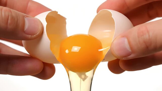 Fresh Egg Cracking Open Revealing Vibrant Golden Yolk