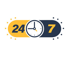 Fototapeta premium Twenty four hours a day seven days a week clock icon