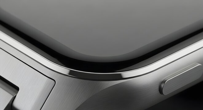 A close-up view of a sleek, modern electronic device with a metallic finish and rounded edges.