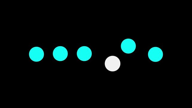 Moving white rotating circles on transparent background animate loading/waiting process.Pause. Alpha channel.