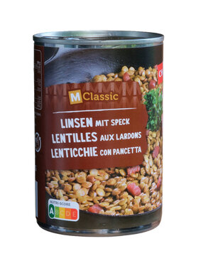 Migros M-Classic Linsen mit Speck in der Dose aus dem Produktionsland Schweiz, Z&uuml;rich 7.5.2026