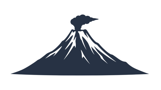 Stylized Silhouette Volcano Erupting Smoke