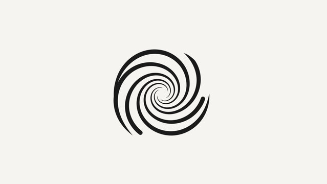 Abstract Black Spiral Vortex on White Background