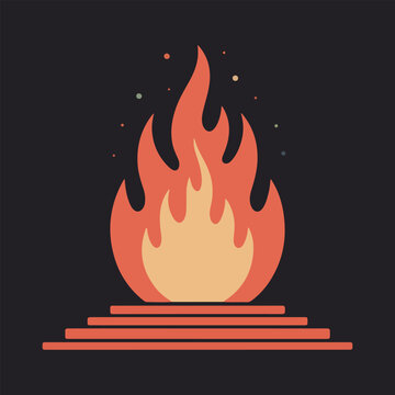 Simple geometric vector illustration of a stylized fire altar