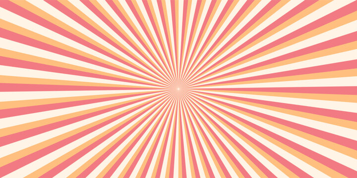 Retro background with rays or stripes in the center. Sunburst or solar burst retro background. Starburst abstract background. Vector illustration