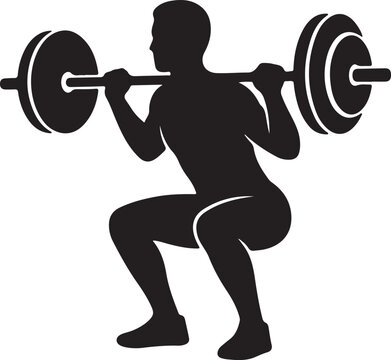 Man doing back squat with barbell