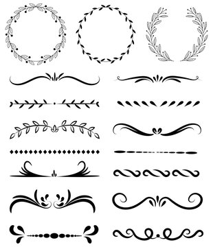 Laurel Wreath Leaf Branch Ornate Divider Vector Set