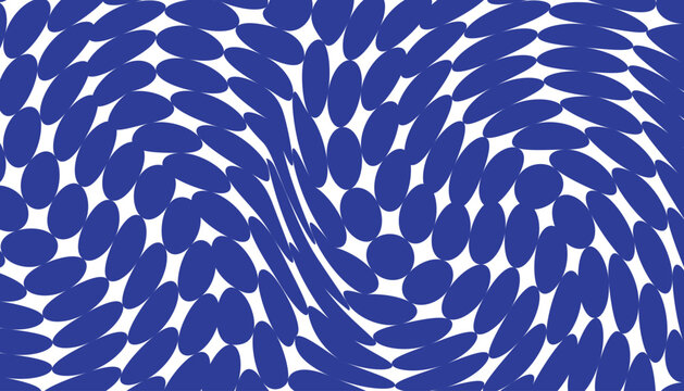 Blue and white abstract oval pattern with distortion