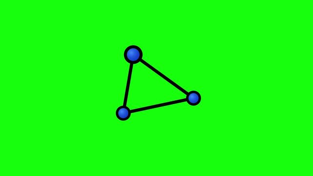 Connected dots network icon, network connection symbol animation, data, internet. HD video with chroma key, green screen for transparent background.