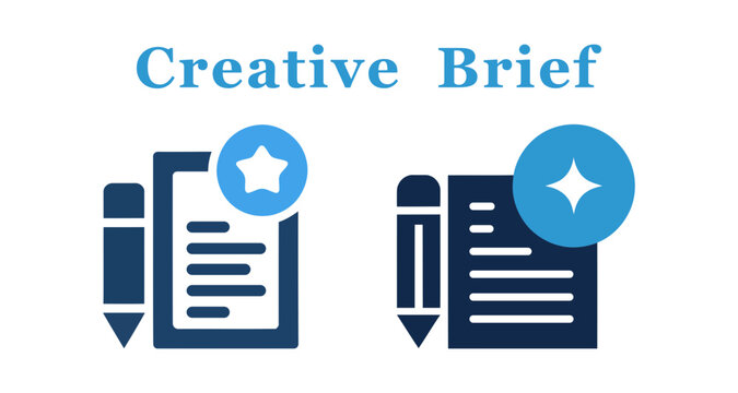 Creative brief document with star and sparkle icons for project planning and ideas