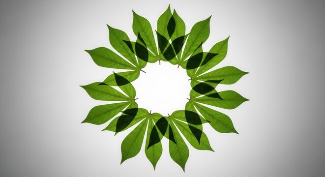 Nature's Circle Of Green Leaves Forms A Radial Pattern