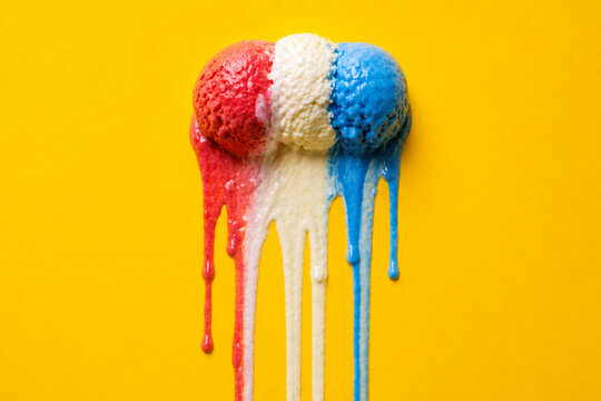 melting red, white, and blue ice cream
