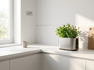 Fototapeta premium Creative Kitchen Innovation Toaster Planter with Herbs