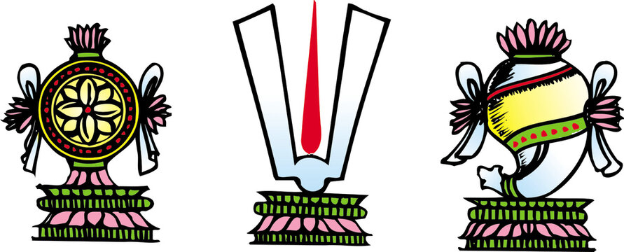 Colorful Vaishnava Symbols Shanka Chakra Namam