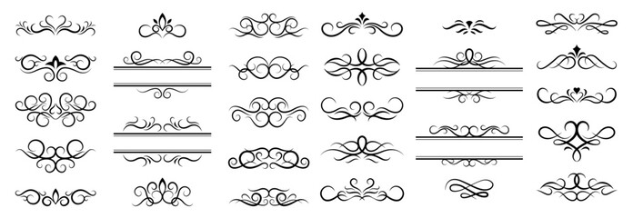 Ornate Swirl Fleur De Lis Top Flourish Divider Vector Set © Golapi
