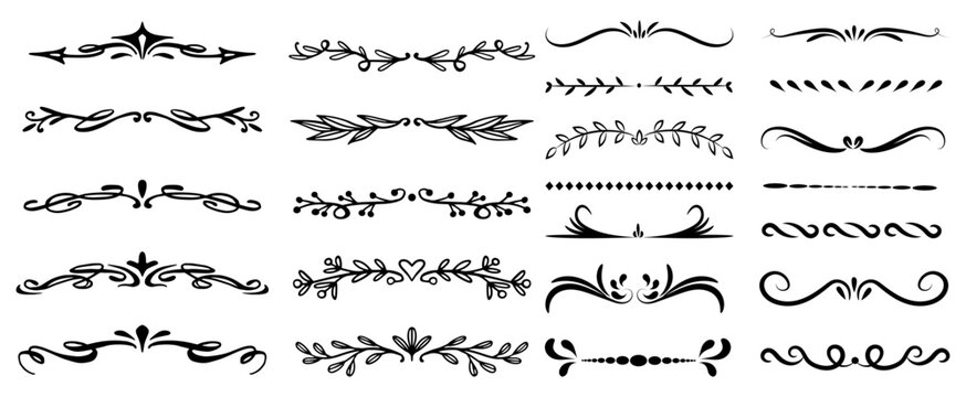 Leaf Branch Floral Arrow Ornate Divider Vector Set