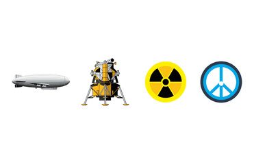 A versatile vector collection featuring air transport, space exploration, hazard, and peace symbols © Ari_studio