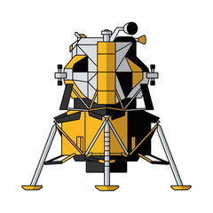 Detailed vector illustration of a space lunar lander module, ready for moon exploration © Ari_studio