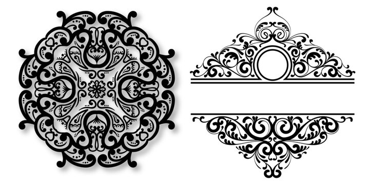Ornate Mandala Filigree Medallion Vector Set