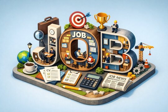 JOB, illustration en relief 